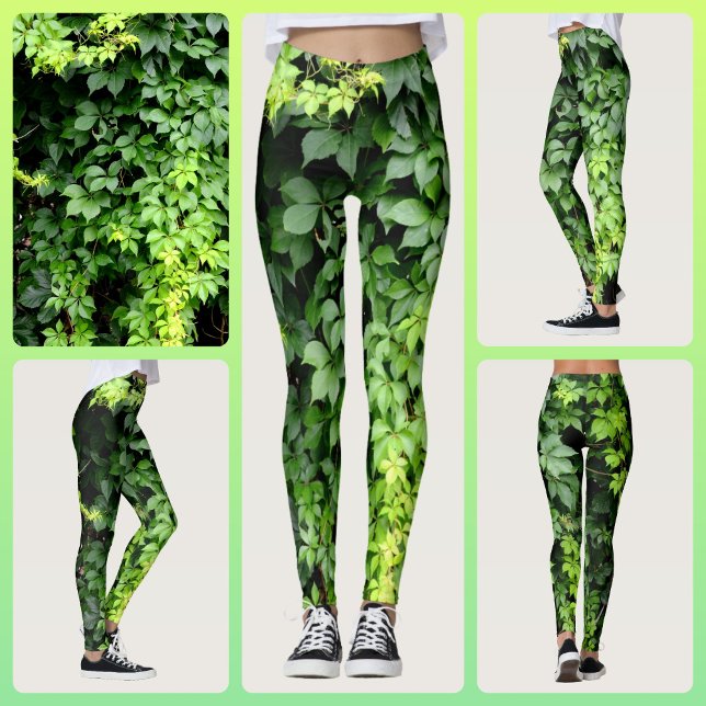 Lush Green Ivy Vine Leaves Photographic Leggings (Creator Uploaded)