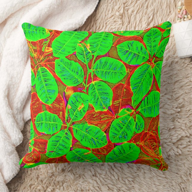 Lush Green Leaf Pattern Cushion (Blanket)