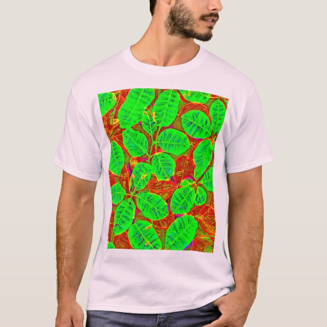 Lush Green Leaf Pattern T-Shirt (Front)