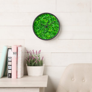 Lush Green Leaves Clock