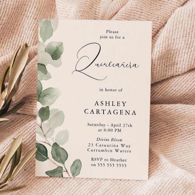 Lush Green Leaves Gorgeous Quinceanera 15th Invitation (Creator Uploaded)