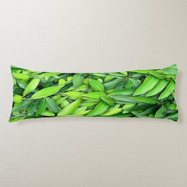 Lush Green Leaves Pattern – Nature Botanical  Body Cushion (Front)