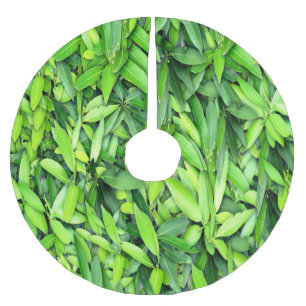 Lush Green Leaves Pattern – Nature Botanical  Brushed Polyester Tree Skirt