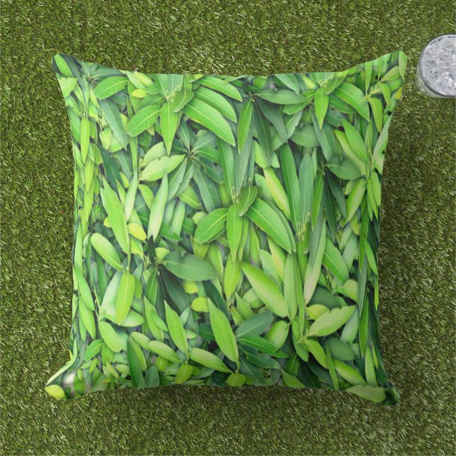 Lush Green Leaves Pattern – Nature Botanical  Cushion (Grass)
