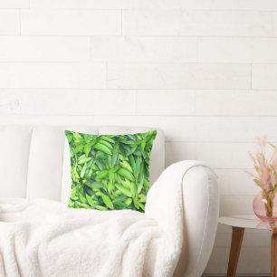 Lush Green Leaves Pattern – Nature Botanical  Cushion