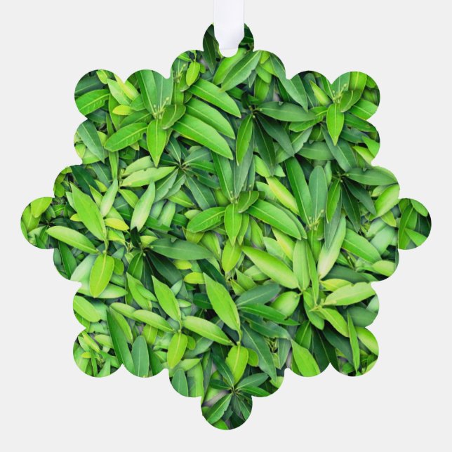 Lush Green Leaves Pattern – Nature Botanical  Tree Decoration Card (Back)