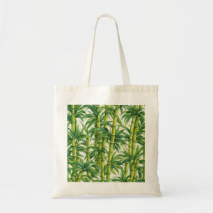Lush Green Sugar Cane Botanical Watercolor Pattern Tote Bag