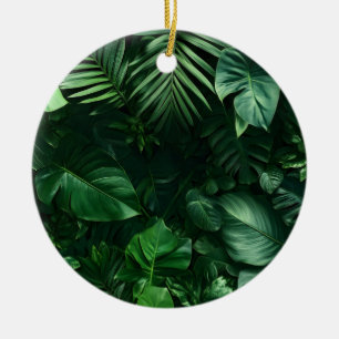 Lush Green Tropical Leaves Ceramic Tree Decoration