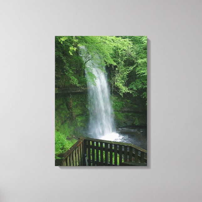 Lush Green Tropical Waterfall Wall Art (Front)