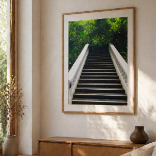 Lush Greenery Above Stone Stairs Poster