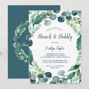 Lush Greenery and Eucalyptus Brunch and Bubbly Invitation