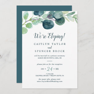 Lush Greenery and Eucalyptus Elopement Reception Invitation