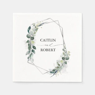 Lush Greenery and Eucalyptus Foliage Geometric Napkin