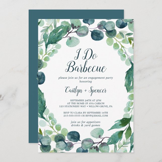 Lush Greenery and Eucalyptus I Do Barbecue Invitation (Front/Back)