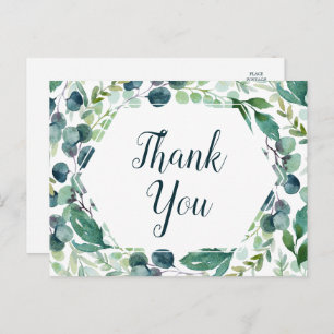 Lush Greenery and Eucalyptus Thank You Postcard