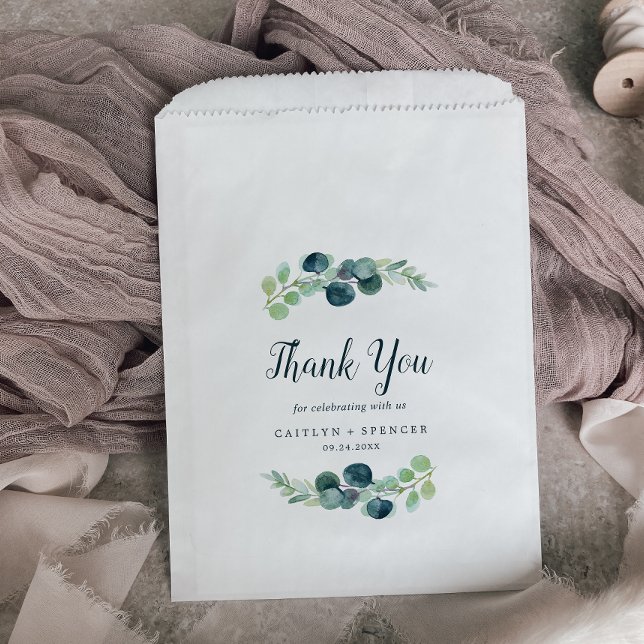 Lush Greenery and Eucalyptus Thank You Wedding Favour Bags (Creator Uploaded)