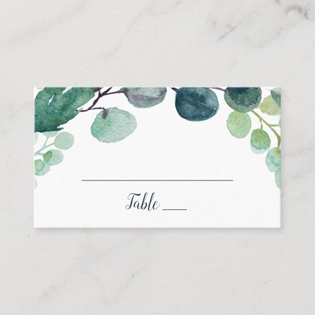 Lush Greenery and Eucalyptus Wedding Place Card (Front)