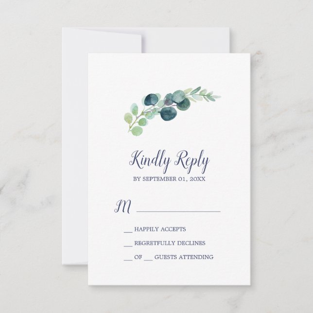 Lush Greenery & Eucalyptus Simple RSVP Card (Front)