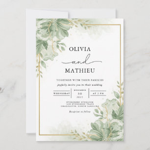 Lush Greenery Floral Flourish Wedding Invitation