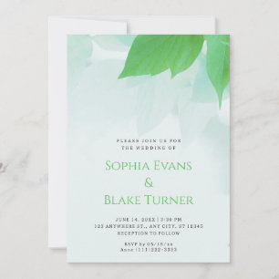 Lush Greenery Modern Botanical Green Wedding Invitation