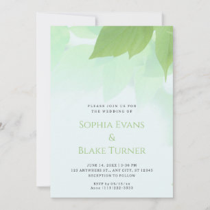 Lush Greenery Modern Botanical Green Wedding Invitation