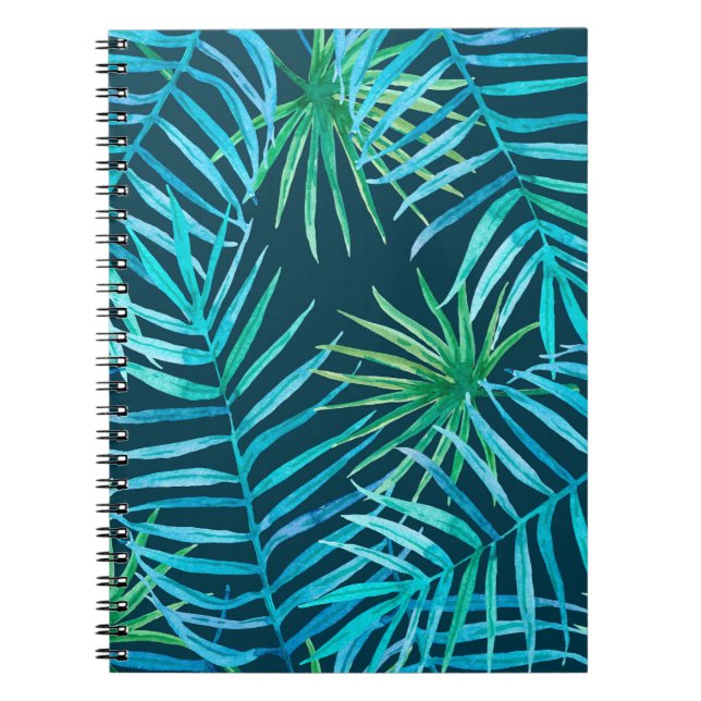 Lush greenery of tropical plants from jungle seaml notebook (Front)