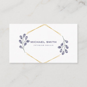 Lush Greenery Rose Gold Geometric Business Card