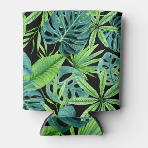 Lush Greenery: Tropical Plant Pattern Can Cooler