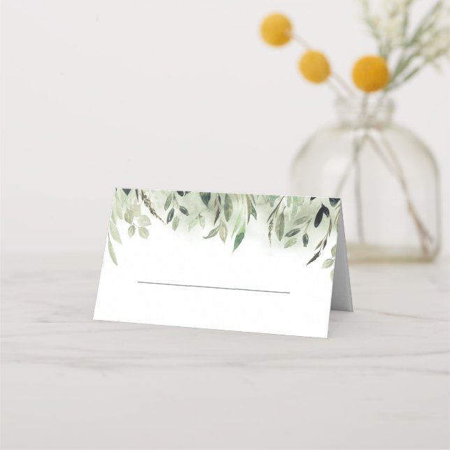 Lush Greenery Vintage Wedding Place Card (Front)