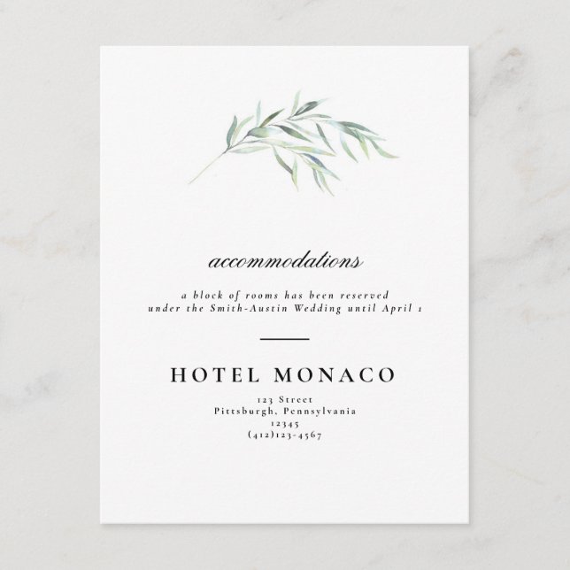 Lush Greenery Wedding Hotel Card (Front)