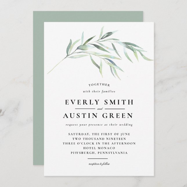 Lush Greenery Wedding Invitation (Front/Back)