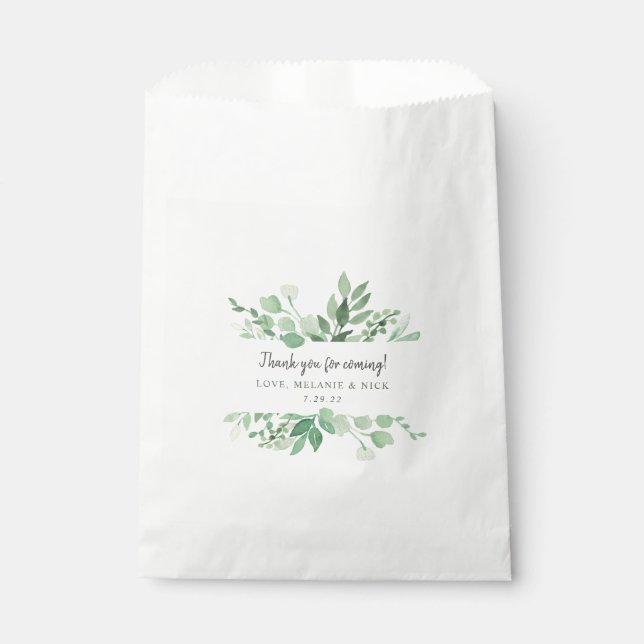 Lush Greenery wedding reception favour bag (Front)