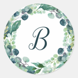 Lush Greenery Wreath Monogram Envelope Seals