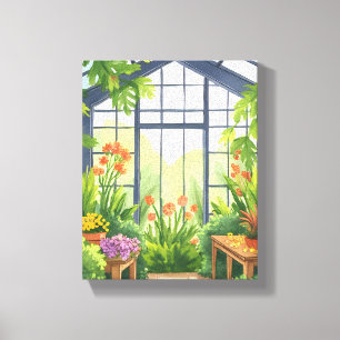 Lush Greenhouse   Floral Botanical Garden Canvas Print