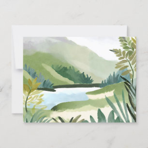 Lush Hillside   Green Watercolor Nature Painting Postcard