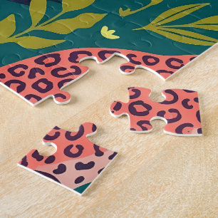 Lush Jungle Animal Pattern Jigsaw Puzzle