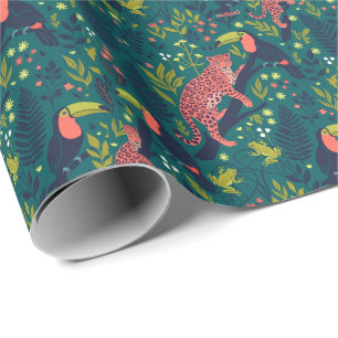 Lush Jungle Animal Pattern Wrapping Paper