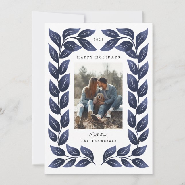 Lush Leafy Border Holiday Card (Front)