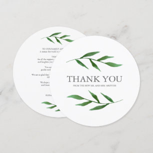 Lush Leaves Elegant Thank You with Message on Back Invitation