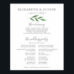 Lush Leaves Elegant Wedding Ceremony Program Sign<br><div class="desc">Wedding program sign with green floral leaf.</div>