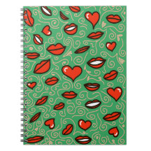 Lush Love: Red Lips & Hearts Pop on Green