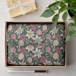 Lush Magnolia Floral Botanical Illustration Tissue Paper