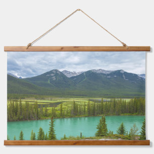 Lush Mountains Landscape and Turquoise River Hanging Tapestry