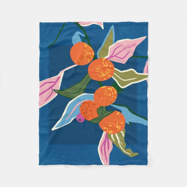 Lush Orange Botanicals Fleece Blanket (Front)