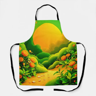 Lush Orange Garden Art Apron