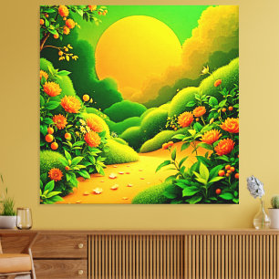 Lush Orange Garden Art Canvas Print