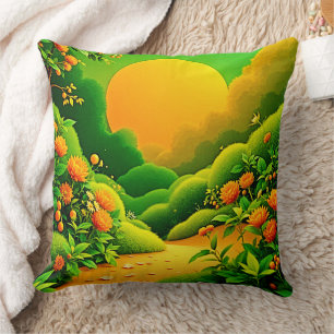 Lush Orange Garden Art Cushion