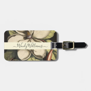Lush Painted Magnolia Blooms Script Type  Luggage Tag