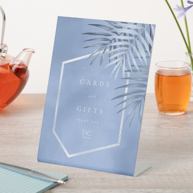 Lush Palm Leaf Cards & Gifts Windsor Blue ID956 Pedestal Sign (In SItu)