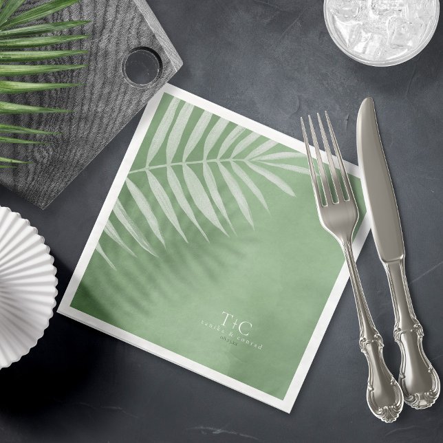 Lush Palm Leaf Wedding Moss Green V3 ID956 Napkin (Creator Uploaded)